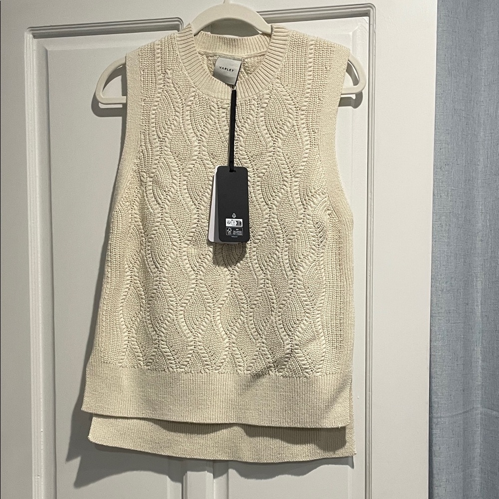 New with tags, varley cream sweater, vest size small